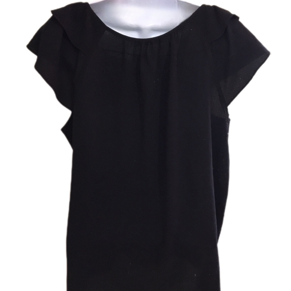 Elegant Black Ruffle Sleeve Top - Picture 2 of 5